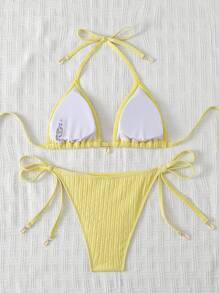 Swim Mod 女士沙滩夏季泳衣套装 - 黃色 - 查看 2