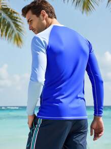 Manfinity VDAYZ Men's Two-Tone Raglan Sleeve Beach Surfing T-Shirt - Blue - View 2