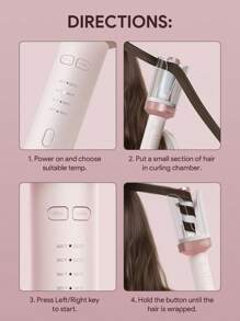 JMMO Rotating Curling Iron, Automatic Hair Curler, LED Indicator 4 Temp Settings Easy Styling For An All-Day Hold In 3 Minutes, Beauty & Personal Care Necessary Instruments-EU Plug - White - View 10