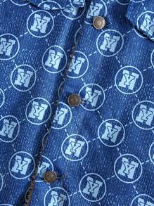 SHEIN 小男孩毛絨翻領圖案夾克