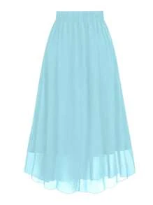 Celure Gonna a-line in chiffon di tinta unita per donne in taglie forti