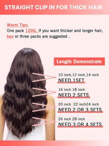 勃艮第酒红色夹式接发真人发直发夹式接发 99J 夹式双纬 10-24 英寸 120G 8 件装 适合女性