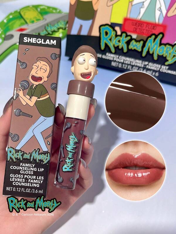 Rick and Morty X SHEGLAM Family Counseling Lip Gloss-Jerry Moisturizing Brown High Shine Liquid Lipstick Vegan Fragrance-Free Non-Sticky Instant Volumising Lip Glaze Suitable For People With Dry Lips Lip Makeup Graduation Birthday Holiday Summer Fall Autumn Y2K Fancy Fashion Women Makeup Cosmetic Party Beach Travel Camping Outdoors School Campus Trip Festivals Decor Gift Present Rose Girl Cosplay Best Color Charm Vibe
