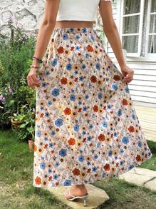 SHEIN Gonna a-line ampia in stile casual floreale per la maternità