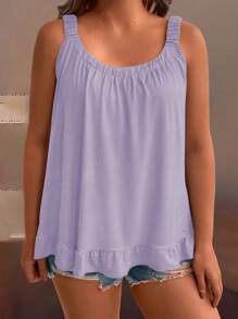 EMERY ROSE Plus Size Women Solid Color Pleated Casual Camisole