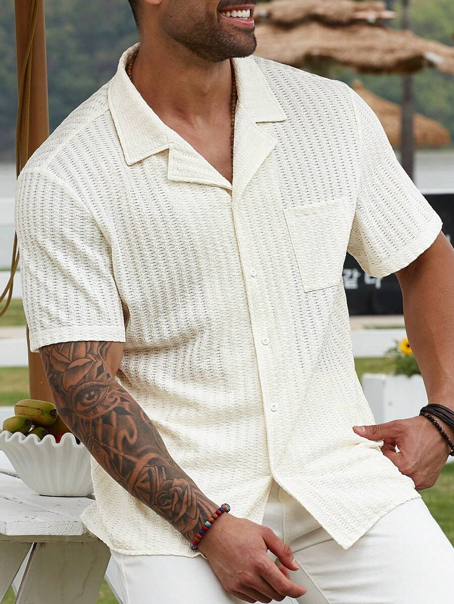ResortEase Plus Size Men's Summer Vacation Plain Color Front Button Pocket Short Sleeve Shirt Vacation, It Is Great For Couples And Makes An Excellent Gift Idea For Boyfriends Or Husbands.