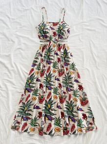 Soleia Váy suông dài vừa phải in họa tiết cây dừa nhiệt đới nhiều màu sắc cho kỳ nghỉ của phụ nữ, váy mùa hè cho phụ nữ, trang phục mùa hè cho phụ nữ, váy mùa hè cho phụ nữ, váy maxi cho phụ nữ, váy cho phụ nữ, váy ngắn cho phụ nữ, váy nhỏ nhắn - Nhiều màu - Xem 3
