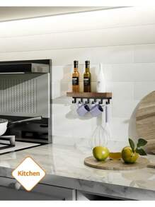 1 Set Wall Mounted Key Holder With Wood Tray And 6 Hooks, Key Racks, Key Hangers Home Decor Key Rack Mail Organizer For Hallway, Bedroom, Mudroom, Office(Christmas) Room Decor