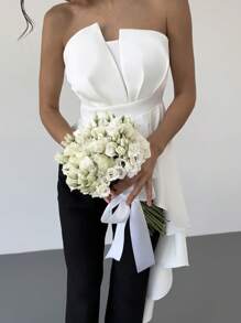 Firerie Nueva blusa versátil de verano informal con volantes en blanco para mujer, apta para atuendos de vacaciones, festivales, blusas elegantes, vestidos de invitada a una boda, ropa de iglesia