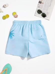 Surfspeed Men's Coconut Tree Printed Beach Casual Shorts - Blue - View 2