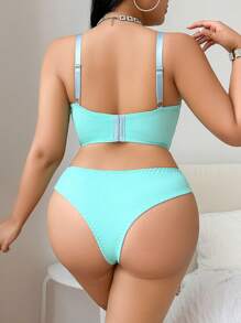 SHEIN Esselle 2pcs/Set Plus Size Sexy Underwear With Steel Rings, Fashionable For Summer, Lift - Multicolor - View 2