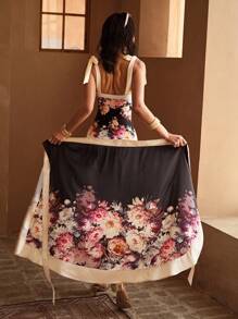 MOTF PREMIUM 花卉印花结饰罩衫裙