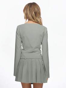 MISSGUIDED Professionelle Blazer-Bluse mit quadratischem Ausschnitt, maßgeschneidert für Büro, Geschäft und elegante Abendveranstaltungen, langärmlig, Mode-Statement für Frühling und Herbst - Minzgrün - Übersicht 2