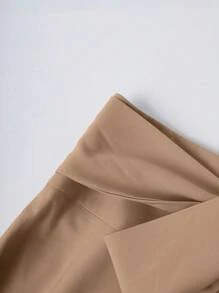 Franclia Women's Solid Color Ruched Waist Maxi Skirt, Elegant - Khaki - View 6