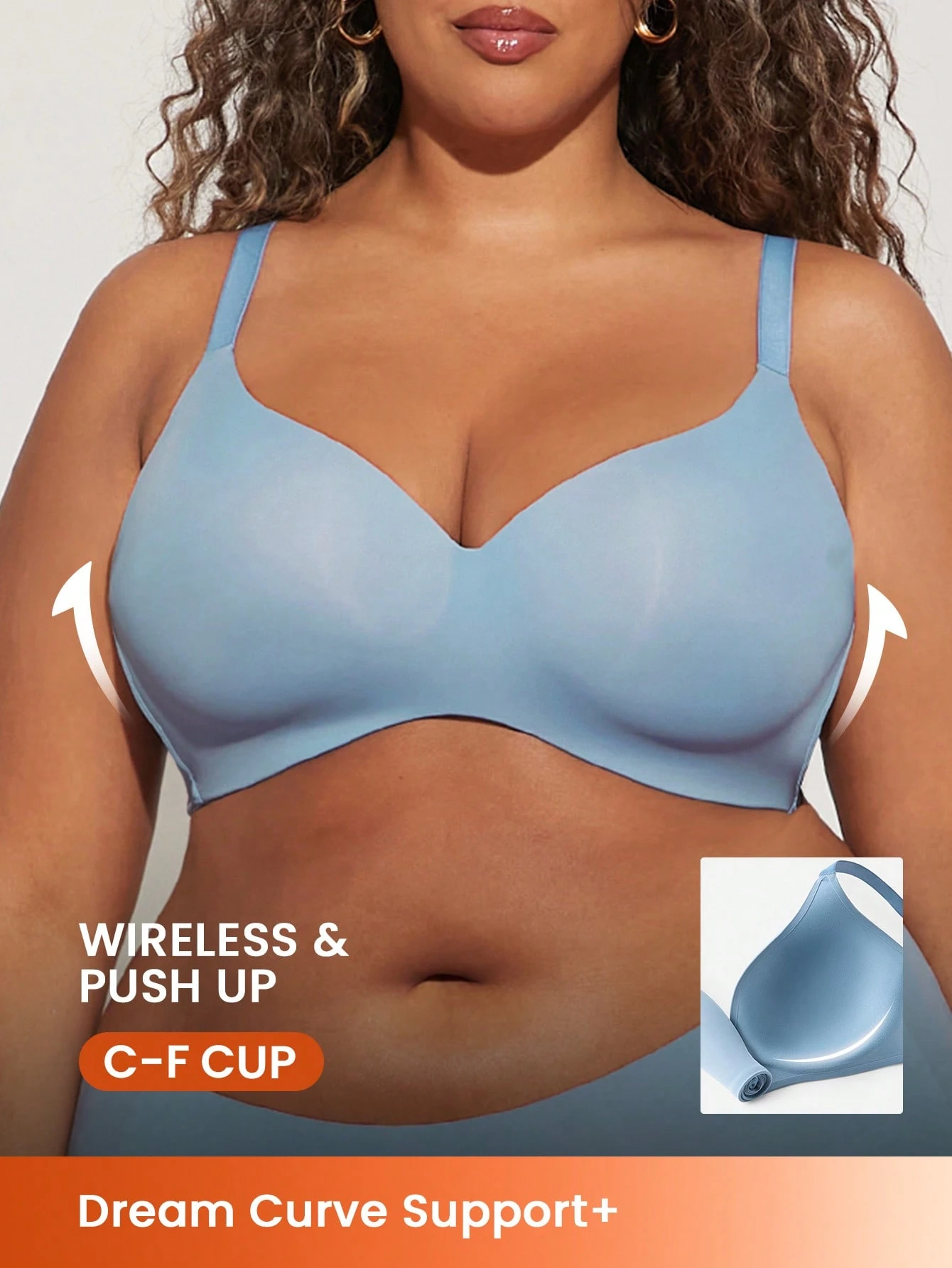 Sutiã Básico Push Up Confortável e Sem Fio Essencial Plus Blue