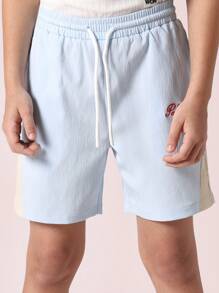 SUMWON Palm Springs Resort Collection Color Block Summer Set Beach Vacation Two-Piece Casual Outfit Athletic Sports Kids Tennis Club Streetwear Holiday Leisure Wear Youth Fashion Coordinates - Blue - View 8