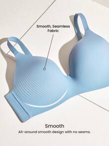 LUVLETTE Blue Wireless Comfortable Must-Haves Push Up T-Shirt Basic Bra