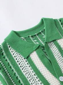 Manfinity CasualKnits Men's Casual Knitted Pullover, Minimalist Fashion For Everyday Wear Men Crochet Shirt Men Beach Shirts - Multicolor - View 4