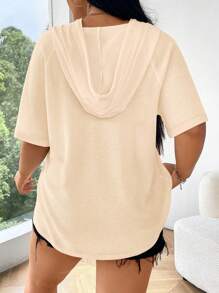 Flirla Plus Size Solid Color Short Sleeve T-Shirt - Apricot - View 2