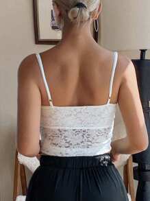 DAZY 女士浪漫透明蕾丝吊带背心，内置衬垫
