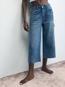 Maija Jeans en denim bleu taille basse ajustés 3/4 pour femmes