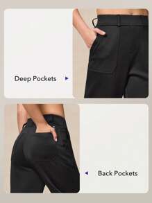 OutZeal Pantaloni da lavoro morbidi in modal con vita alta e gamba affusolata, con tasche laterali, per donna