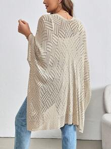 SHEIN Essnce Plus Size Women's Summer Casual Vacation Sun Protection Sweater Hollow Cardigan, Summer Women's Clothing, Cute Tops, Cardigan,Boho,Beach Women Outfits,Back To School Outfits,Teacher Clothes