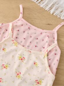 2 chiếc Dozemod Young Girl Girls Ditsy Floral Frill Hem Camisole Shorts Casual Comfort Pyjama Set - Nhiều màu - Xem 6