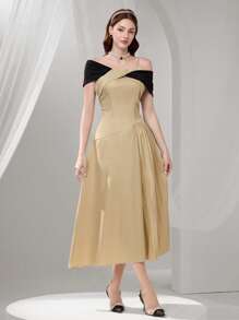 Poshira Abito da sera formale da donna con design asimmetrico (molto decorato), abito occidentale da donna, abito di Pasqua da donna, abito a maniche lunghe da donna elegante, abito da laurea da donna, abito da sera elegante da donna, abito con perline e paillettes, abito estivo a bretelle per donna, abito da festa, abito da ballo
