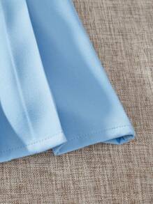 SHEIN 2pcs/Set Young Girl Round Neck Short Sleeve T-Shirt And Mini Skirt, Fashion Summer Set Toddler Girl Clothes 6t - Baby Blue - View 5