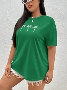 CovetEZ 大码纯色圆领短袖 T 恤，夏季时尚