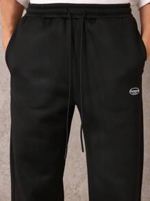 SUMWON Quần dài thể thao Skater Fit Jogger sang trọng có thêu logo, quần dài thoải mái cao cấp Athletic Loungewear dùng để tập luyện thường ngày - màu đen - Xem 7