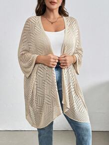 SHEIN Essnce Plus Size Women's Summer Casual Vacation Sun Protection Sweater Hollow Cardigan, Summer Women's Clothing, Cute Tops, Cardigan,Boho,Beach Women Outfits,Back To School Outfits,Teacher Clothes