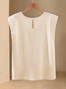 SHEIN LUNE 女士休闲编织法式圆领短袖衬衫，适合日常休闲生活、假日旅行、波西米亚风、音乐节、乡村风格、春夏