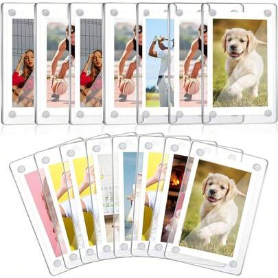 Acrylic Fridge Magnet Frame, Transparent Double-Sided Magnet Photo Frame, Display Frame, Suitable For Fujifilm, 2.36 X 3.54 Inch
