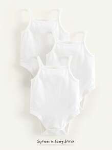 SHEIN Set de 3 piezas de peleles de punto suaves de un solo color para bebé niña