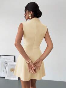 Firerie Women's Elegant Minimalist Delicate Romantic Sweet Daily Commute Wedding Party Music Festival Vacation Pleated A-Line Mini Halter Dress, Red,Summer Dresses For Women,Graduation Dresses - Apricot - View 6