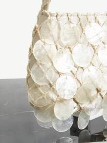 SHEIN SXY Ladies, Women Shell Pieces Top Handle Bags , Fashionable, Simple, Elegant, Versatile, For Beach,Vacation,Holiday,Summer, Seaside , Old Money ,Vacation Essentials - Beige - View 6