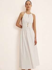 GENKIRA Váy suông hở eo co giãn xếp nếp thanh lịch dành cho nữ - Nhiều màu - Xem 6