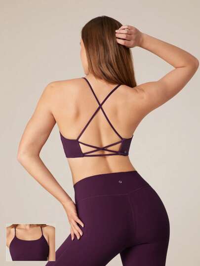 GLOWMODE Reggiseno sportivo FeatherFit™ a croce sul retro, supporto leggero per yoga, studio, palestra e uso quotidiano