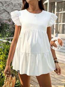 SHEIN Blusa de maternidad para amamantar cómoda y con volantes en las mangas, de múltiples capas