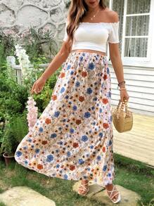 SHEIN Gonna a-line ampia in stile casual floreale per la maternità
