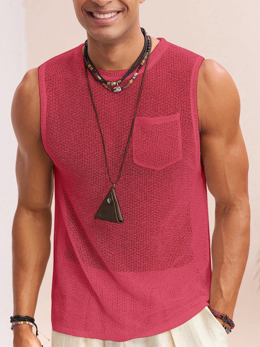 Manfinity VCAY 男士针织无袖背心，休闲宽松纯色，日常休闲装