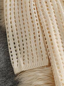 Breezaya Women's Casual Retro Hollow Tassel Knit Cardigan - Khaki - View 4