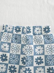 Cozy Pixies 2pcs/Set Baby Girl Floral Print Square Neck Ruffled Cap Sleeve Pullover Top And Elastic Waist Shorts Set - Multicolor - View 8