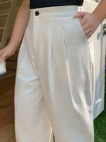 Dazy Petite Plus Loose Fit Casual White Harem Pants, All Season