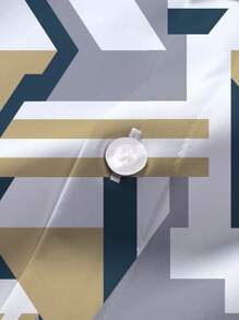 Manfinity Hypemode Geometric Print Button Down Casual Short Sleeve Shirt (Messy Printing) - Multicolor - View 4