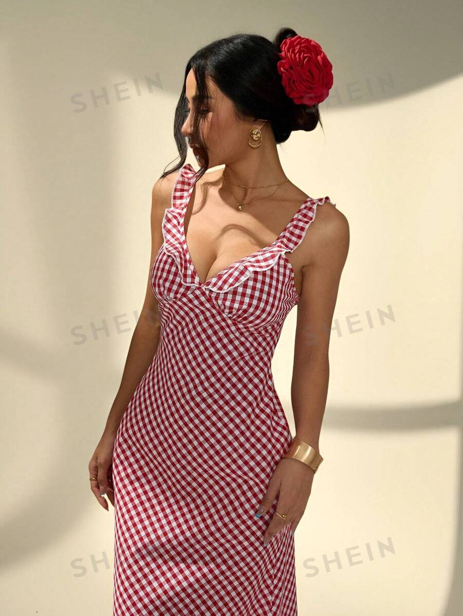 SHEIN PETITE Vestido midi casual para mujer, minimalista y de moda para uso diario, vestidos de verano y ropa de primavera