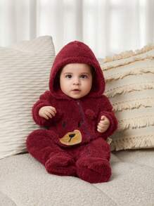 Cozy Pixies Newborn Baby Boys' Cartoon Bear Ear Hoodie Thick Long Sleeve Jumpsuit