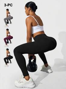 SHEIN Sport Studio High Waisted Seamless Slim Leggings For Women - Resilient Soft Touch Quick-Drying Breathable 4-Way Stretch Legging For Running Cycling Yoga Pickleball Exercise Casual